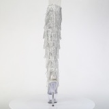 Silver 18 cm pole dance exotic overknee boots rhinestone fringes