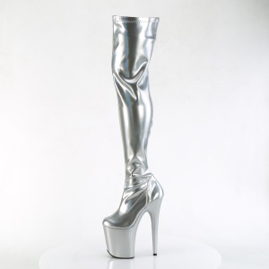 Silver 20 cm FLAMINGO-3000HWR Hologram exotic pole dance overknee boots