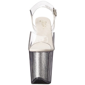 Silver 20 cm FLAMINGO-808G High Heels Glitter Platform