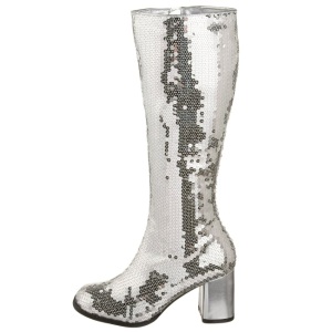 Silver Sequins 8 cm SPECTACUL-300SQ Womens Boots for Men