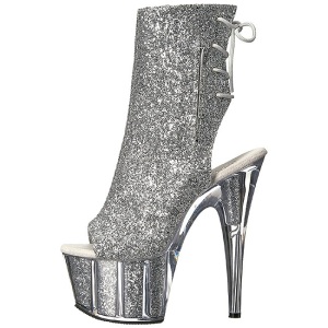 Silver glitter 18 cm ADORE-1018G womens platform soled ankle boots