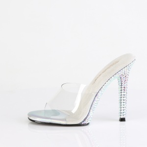 Silver mules 11,5 cm GALA-01DML strass high heeled mules