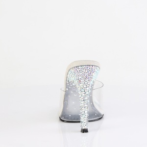 Silver mules 11,5 cm GALA-01DSP strass high heeled mules