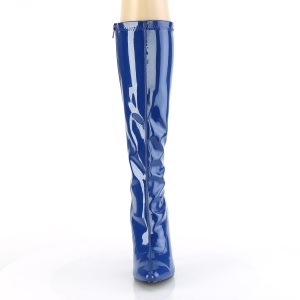 Stivali in vernice blu 13 cm SEDUCE-2000 stivali tacchi a spillo con punta