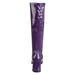 Stivali viola vernice 7,5 cm GOGO-300 stivali tacco alto per uomo e crossdresser