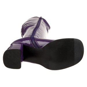 Stivali viola vernice 7,5 cm GOGO-300 stivali tacco alto per uomo e crossdresser