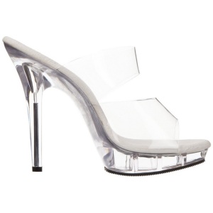 Transparent 13 cm Fabulicious LIP-102 Platform High Heel Mules