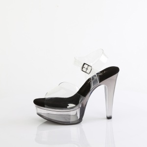 Transparent 13 cm MARTINI-508 Black platform sandals heels shoes