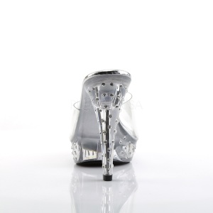 Transparent 14 cm COCKTAIL-501SDT Mules Strass Heels