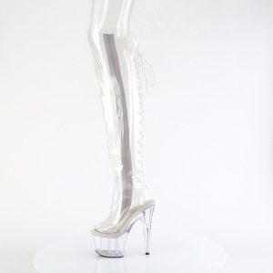 Transparent 18 cm ADORE-3019C overknee boots with laces