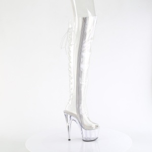 Transparent 18 cm ADORE-3019C overknee boots with laces