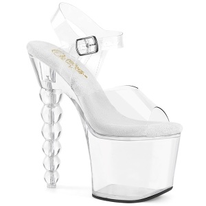 Transparent 18 cm BLISS-708 Beaded platform high heels shoes