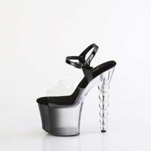 Transparent 18 cm BLISS-7082 Beaded platform high heels shoes