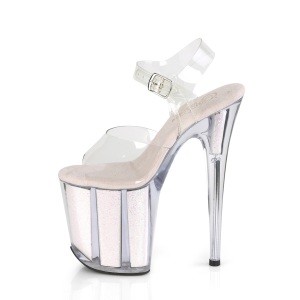 Transparent 20 cm FLAMINGO-808G glitter platform high heels shoes