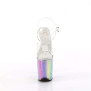 Transparent 20 cm FLAMINGO-808RG-01 glitter platform high heels shoes