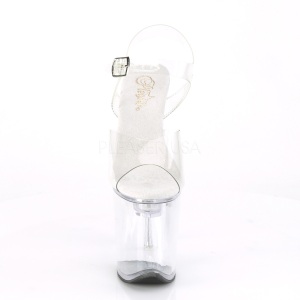 Transparent 20 cm FLASH-808 led platform pole dance high heels shoes