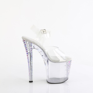 Transparent rhinestones platform 19 cm 708RS-02 pleaser high heels sandals