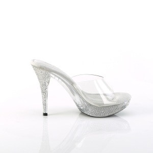 Trasparente 11,5 cm ELEGANT-401 Pietre strass plateau ciabatta donna