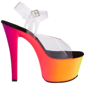 Trasparente 18 cm RAINBOW-308UV Sandali Donna Plateau Neon