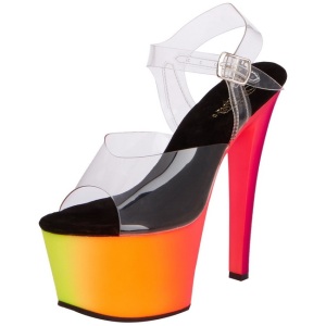 Trasparente 18 cm RAINBOW-308UV Sandali Donna Plateau Neon