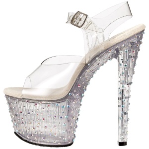 Trasparente 18 cm STARDANCE-708 Strass Plateau Tacchi Alti