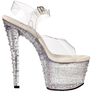 Trasparente 18 cm STARDANCE-708 Strass Plateau Tacchi Alti