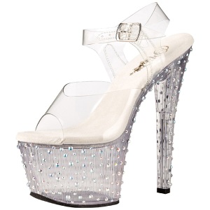 Trasparente 18 cm STARDANCE-708 Strass Plateau Tacchi Alti