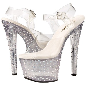 Trasparente 18 cm STARDANCE-708 Strass Plateau Tacchi Alti