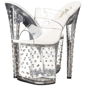 Trasparente 20 cm Pleaser STARDUST-802 Strass Plateau Mules Alte