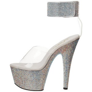 Trasparente Strass 18 cm BEJEWELED-712RS Plateau Sandali Tacco Altissimo