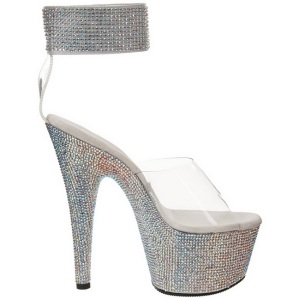 Trasparente Strass 18 cm BEJEWELED-712RS Plateau Sandali Tacco Altissimo