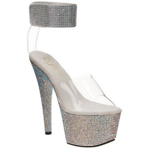 Trasparente Strass 18 cm BEJEWELED-712RS Plateau Sandali Tacco Altissimo