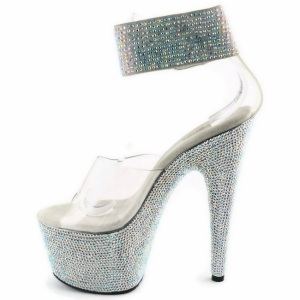 Trasparente Strass 20 cm BEJEWELED-812RS Plateau Sandali Tacco Altissimo