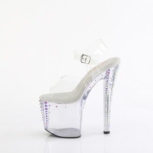 Trasparente sandali pleaser con strass plateau e tacco 19 cm 708RS-02