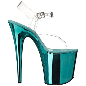 Turquoise 20 cm FLAMINGO-808 Chrome Platform High Heels