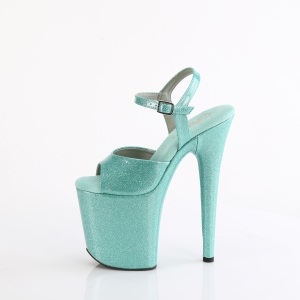 Turquoise 20 cm FLAMINGO-809GP glitter platform sandals shoes