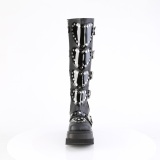 Vegan 11,5 cm SHAKER-210 emo knee high women boots platform with buckles