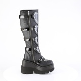 Vegan 11,5 cm SHAKER-210 emo knee high women boots platform with buckles