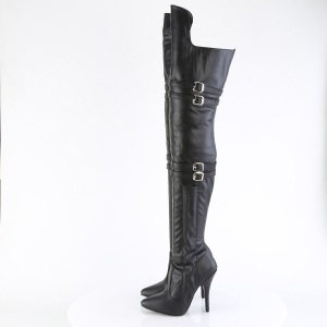 Vegan 13 cm SEDUCE-3080 high heeled thigh high boots with buckles