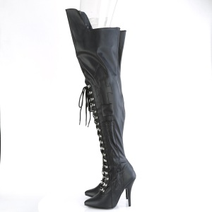 Vegan 13 cm SEDUCE-3082 thigh high boots for mens and drag queens in black