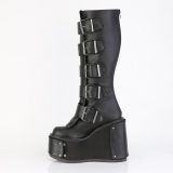 Vegan 14 cm TRANS emo knee high women boots platform with buckles