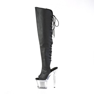 Vegan 18 cm SPECTATOR-3019-2 Black overknee high heel boots