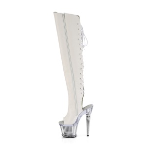 Vegan 18 cm SPECTATOR-3019 White overknee high heel boots