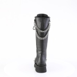 Vegan 6 cm REN-215 gothic knee high lace-up boots women with chains