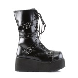 Vegan 8,5 cm TRASH205 mens boots platform with buckles black