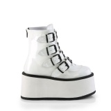 Vegan 9 cm DAMNED-105 womens ankle boots platform with buckles white