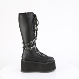 Vegan 9 cm DAMNED-220 emo knee high women boots platform with laces