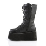 Vegan 9 cm DAMNED-225 emo calf-high women boots platform with buckles black