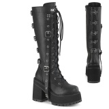 Vegano 12 cm ASSAULT-218 stivali donna con suola borchiata e plateau in nero