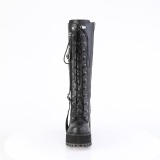 Vegano 12 cm ASSAULT-218 stivali donna con suola borchiata e plateau in nero